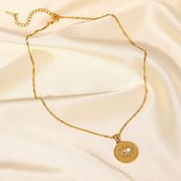 Fashion 18k Gold Plated Oval Zircon Eye Stainless Steel Pendant Necklace main image 2