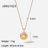 Fashion 18k Gold Plated Oval Zircon Eye Stainless Steel Pendant Necklace sku image 1