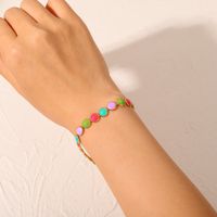 Fashion Simple 18k Gold Round Geometric Colorful Oil Stainless Steel Bracelet main image 6