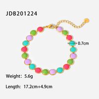 Fashion Simple 18k Gold Round Geometric Colorful Oil Stainless Steel Bracelet main image 5