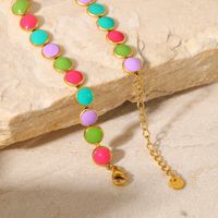 Fashion Simple 18k Gold Round Geometric Colorful Oil Stainless Steel Bracelet main image 2