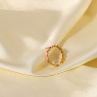 Fashion 18k Gold Plated Stainless Steel Pink Drip Circle Cross Opening Ring main image 3