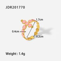 Fashion 18k Gold Plated Stainless Steel Pink Drip Circle Cross Opening Ring sku image 2