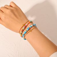Fashion Simple 18k Gold Polymer Clay Blue And White Cross Stainless Steel Bracelet main image 6