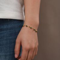 Fashion 18k Gold Five Turquoise Chain Flat Snake Geometric Stainless Steel Bracelet main image 6