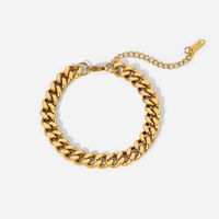 Fashion New 18k Gold Stainless Steel Cuban Link Chain Cross Chain Zircon Bracelet sku image 2