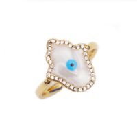 Fashion Copper 18k Gold Drop Shells Zircon Devil 's Eye Opening Ring main image 1