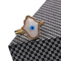 Fashion Copper 18k Gold Drop Shells Zircon Devil 's Eye Opening Ring main image 2