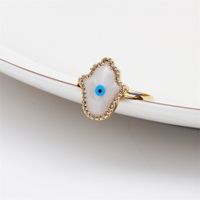 Fashion Copper 18k Gold Drop Shells Zircon Devil 's Eye Opening Ring main image 3
