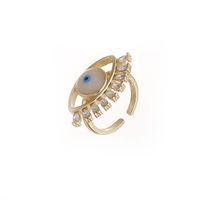 Fashion Copper 18k Gold Drop Shells Zircon Devil 's Eye Opening Ring main image 4
