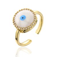 Fashion Copper 18k Gold Drop Shells Zircon Devil 's Eye Opening Ring sku image 2