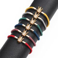 Mode Bunte Woven Diy Armband Rot Milan Seil Einstellbar Crown Kupfer Armband main image 4