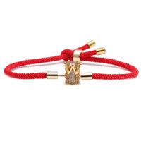 Mode Bunte Woven Diy Armband Rot Milan Seil Einstellbar Crown Kupfer Armband main image 5