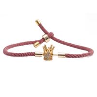 Mode Bunte Woven Diy Armband Rot Milan Seil Einstellbar Crown Kupfer Armband main image 2