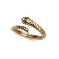 Fashion Colorful Oil Snake-shaped Open Green Zircon Copper Ring sku image 5