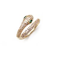 Fashion Colorful Oil Snake-shaped Open Green Zircon Copper Ring sku image 10