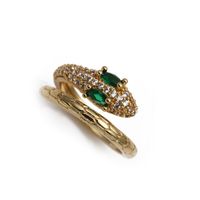 Fashion Colorful Oil Snake-shaped Open Green Zircon Copper Ring sku image 6