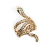 Fashion Colorful Oil Snake-shaped Open Green Zircon Copper Ring sku image 15