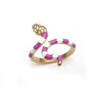Fashion Colorful Oil Snake-shaped Open Green Zircon Copper Ring sku image 3