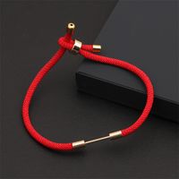 Fashion Colorful Woven Diy Red Milan Rope Stretchable Adjustable Rhinestone Ball Copper Bracelet sku image 1