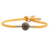 Fashion Colorful Woven Diy Red Milan Rope Stretchable Adjustable Rhinestone Ball Copper Bracelet sku image 8