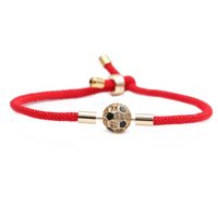 Fashion Colorful Woven Diy Red Milan Rope Stretchable Adjustable Rhinestone Ball Copper Bracelet sku image 13