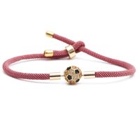 Fashion Colorful Woven Diy Red Milan Rope Stretchable Adjustable Rhinestone Ball Copper Bracelet sku image 17