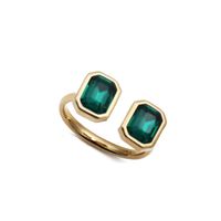Fashion Micro Inlay Green Zircon Opening Adjustable Water Drop Love Heart Copper Ring main image 4