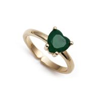 Fashion Micro Inlay Green Zircon Opening Adjustable Water Drop Love Heart Copper Ring sku image 11