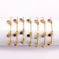 New Simple Gold-plated Round Color Zircon Copper Snake Bone Chain Bracelet main image 5