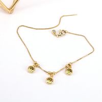 New Simple Gold-plated Round Color Zircon Copper Snake Bone Chain Bracelet main image 2