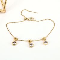 New Simple Gold-plated Round Color Zircon Copper Snake Bone Chain Bracelet sku image 1