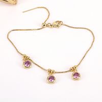 New Simple Gold-plated Round Color Zircon Copper Snake Bone Chain Bracelet sku image 6