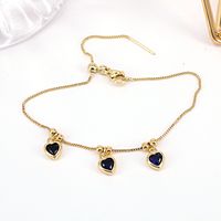 Simple Copper Gold-plated Inlaid Color Heart-shaped Zircon Bracelet main image 2