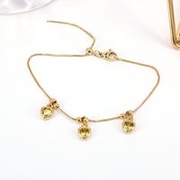 Simple Copper Gold-plated Inlaid Color Heart-shaped Zircon Bracelet main image 4