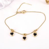 Simple Copper Gold-plated Inlaid Color Heart-shaped Zircon Bracelet main image 3