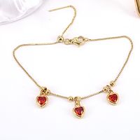 Simple Copper Gold-plated Inlaid Color Heart-shaped Zircon Bracelet sku image 1