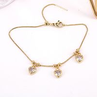 Simple Copper Gold-plated Inlaid Color Heart-shaped Zircon Bracelet sku image 3