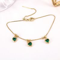Simple Copper Gold-plated Inlaid Color Heart-shaped Zircon Bracelet sku image 4