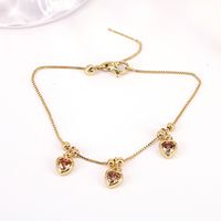 Simple Copper Gold-plated Inlaid Color Heart-shaped Zircon Bracelet sku image 5