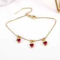 Simple Copper Gold-plated Inlaid Color Heart-shaped Zircon Bracelet sku image 8
