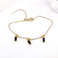 Simple Colorful Zircon Rectangular Copper Gold Plated Bracelet main image 4