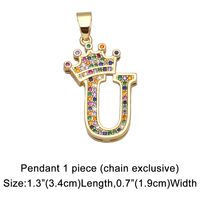 Fashion New Crown Letter Hip Hop Pendant Copper Necklace sku image 23