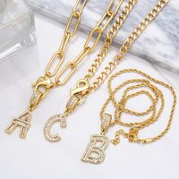 Fashion Zircon Letter Hip Hop Men's And Women's Copper Necklace main image 1