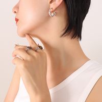 Fashionable Imitation Pearl C- Shaped Stud Earrings Girls Titanium Steel Plated 18k Gold sku image 4
