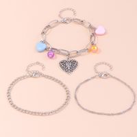 Fashion Ornament Sweet Cute Colorful Turquoise Hollow Heart Butterfly Bracelet Set sku image 1