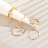 Fashion Retro Matte Metal Glossy Full Diamond Butterfly Twist Open-end Ring 5-piece Set main image 4