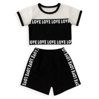 Fashion New Summer Casual Sports Solid Color Letters Printed Two-piece Children's Suit sku image 5