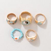 Fashion Contrast Color Appetizer Plum Blossom Drop Oil Ring Five-piece Set main image 5