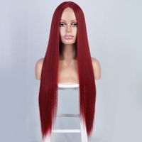 Women's Wig Long Straight Hair Synthetic Wigs Front Lace Red Wig main image 2